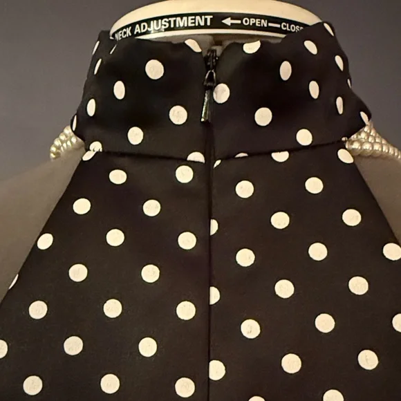 Jessica McClintock for Gunne Sax, Strapless Collared PolkaDot Holiday Party xmas - Picture 4 of 16